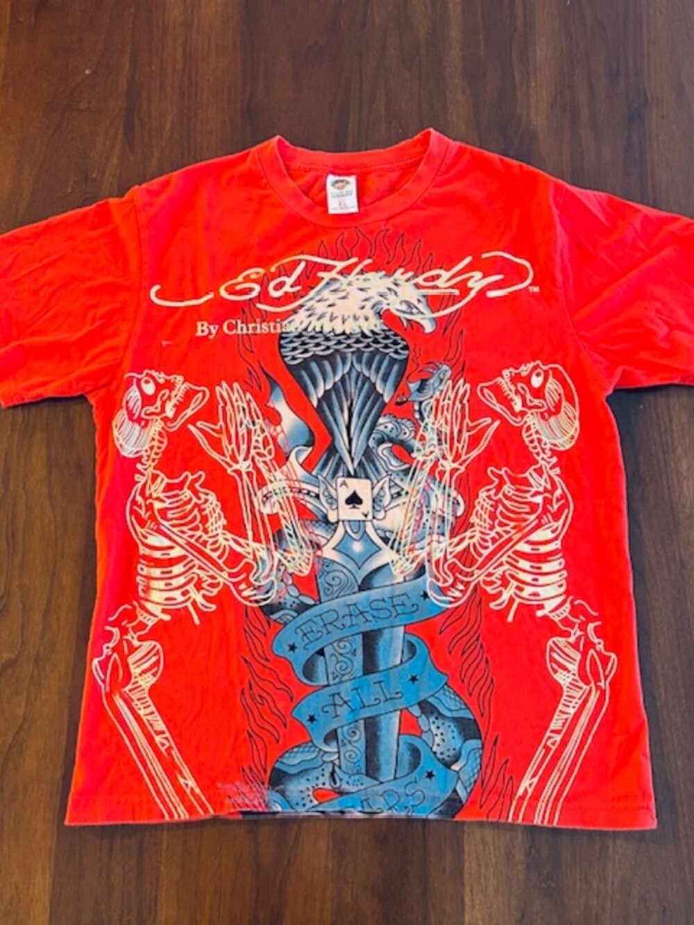 Vintage Ed Hardy by Christian Audigier "Erase All Fears" Men's T - Red, XL